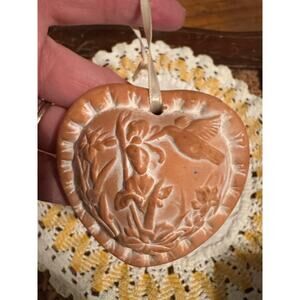 KeyPoint Pottery Red Clay Hummingbird Heart Potpourri Hanging Sachet Ornament